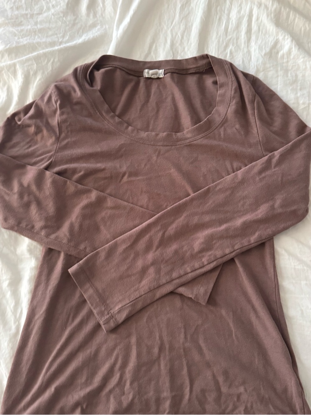 zenana outfitters Classic Scoop Neck Long Sleeve Top -light brown